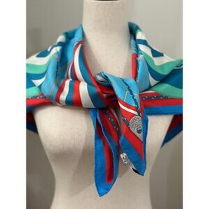 Hermes 1983 Spinnakers Carré Julie Abadie Nautical Theme Hand Rolled Silk Scarf